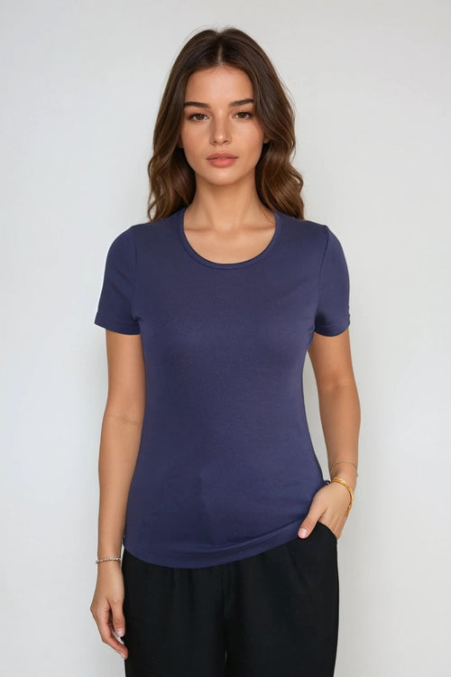 Basic Tight T-shirt - Navy