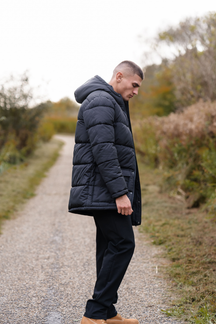 Long Puffer Jacket - Sort