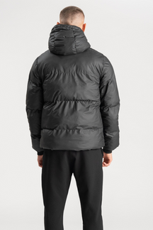 Coated Hooded Jacket - Sort