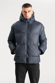 Coated Hooded Jakke - Marineblå