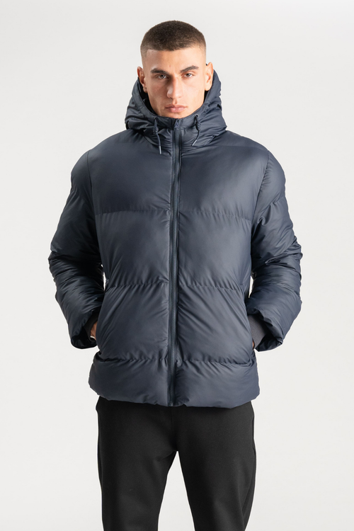 Coated Hooded Jakke - Marineblå