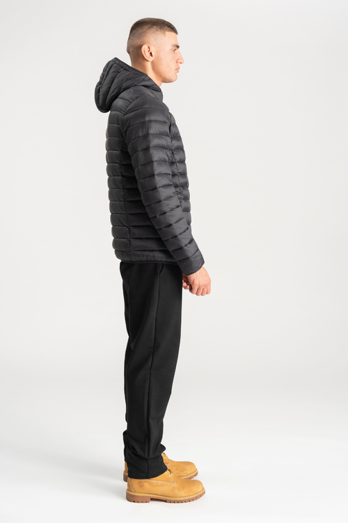 Hooded Light Puffer Jacket - Sort