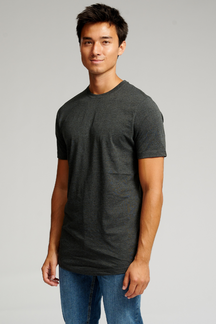 Long T-shirt - Mørkegrå Meleret