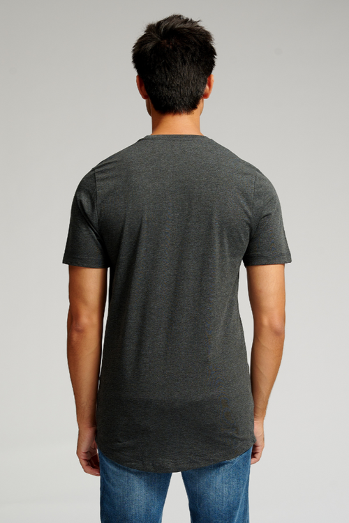 Long T-shirt - Mørkegrå Meleret
