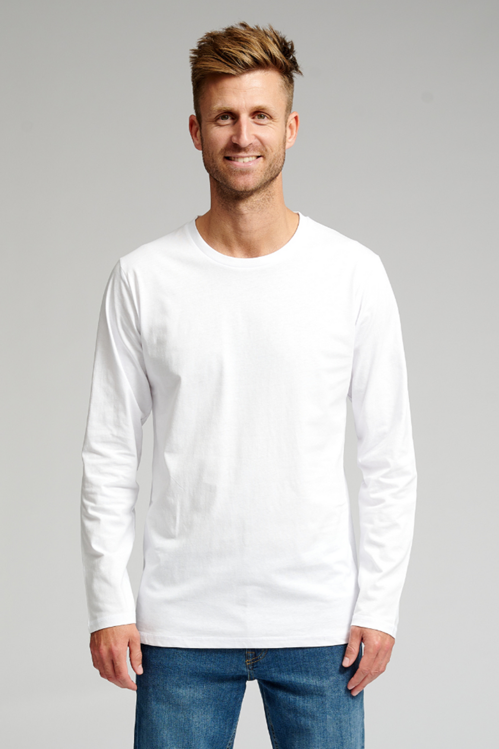 Basic Langærmet T-shirt - Hvid
