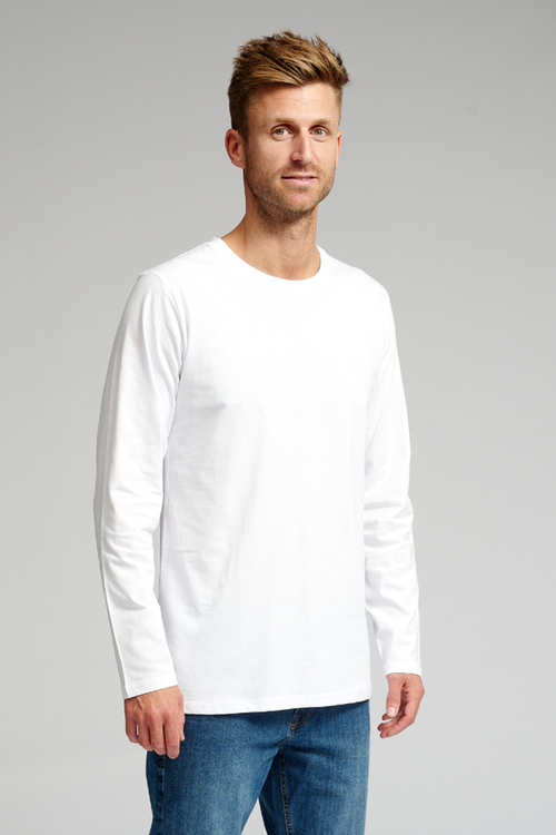 Basic Langærmet T-shirt - Hvid