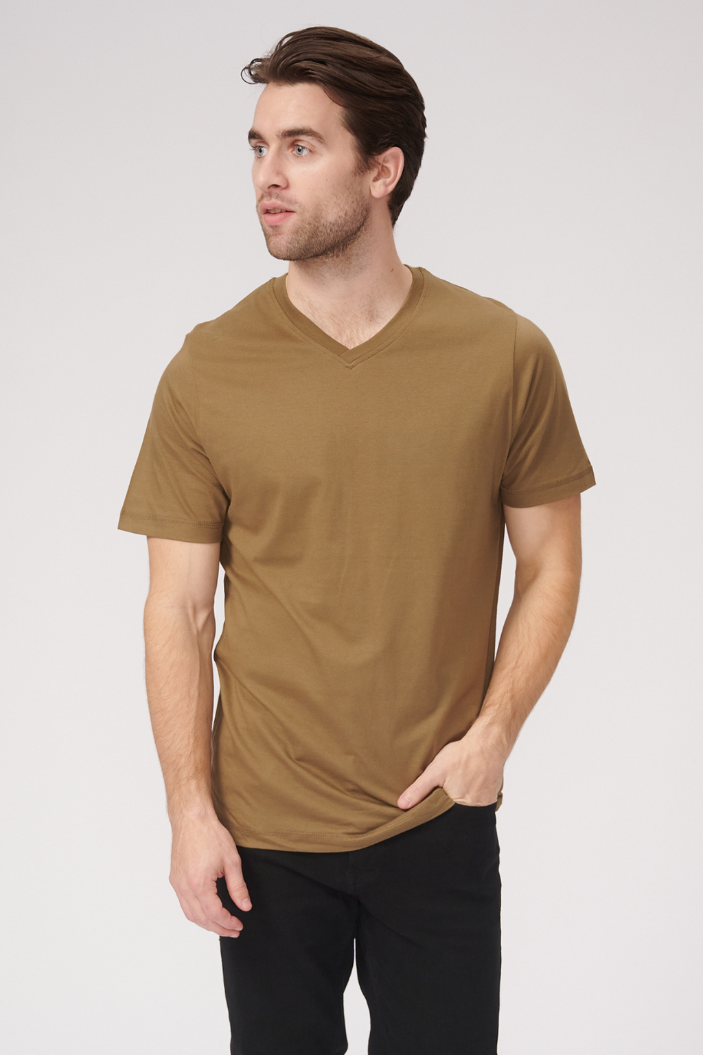 Basic Vneck t-shirt - Oliven