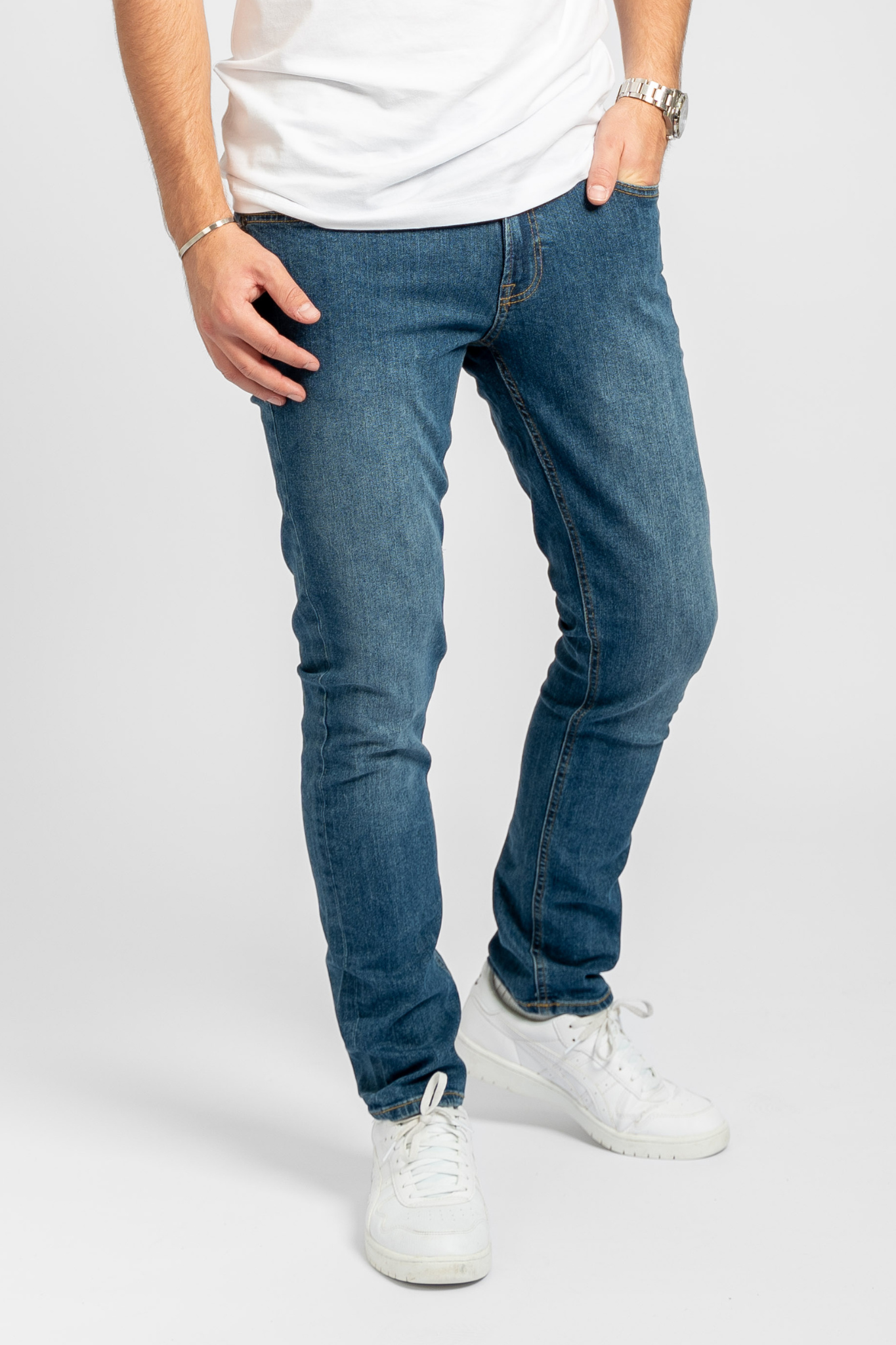 De Originale Performance Jeans (Slim) - Medium Blue Denim - TeeShoppen - Blå