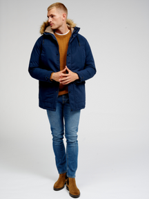 Klassisk Lang Parka Jakke - Navy