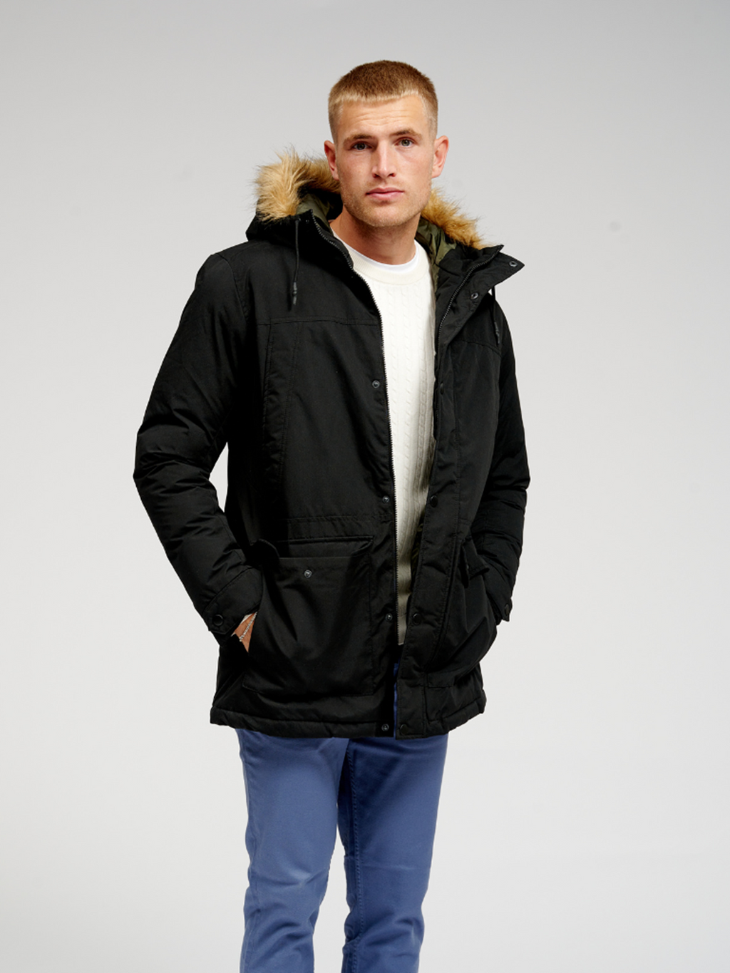 Klassisk Lang Parka Jakke - Sort