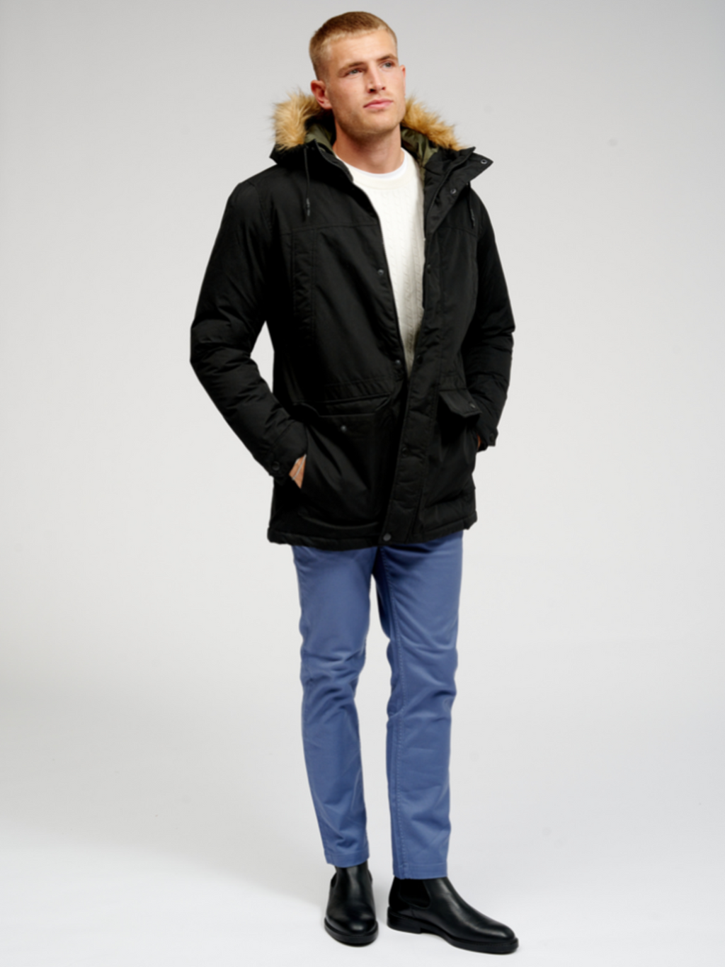 Klassisk Lang Parka Jakke - Sort