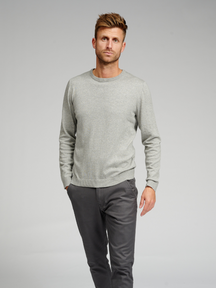 Basic Knit Crewneck - Lysegrå Meleret