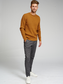 Cable Knit Crewneck - Lysebrun