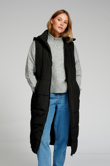 Lang Puffer Vest - Sort