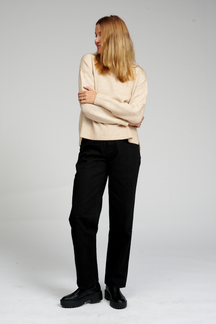 Oversized Strikket Rullekravetrøje - Beige