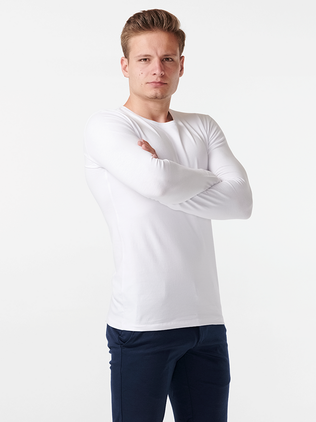 Langærmet Muscle T-shirt - Hvid