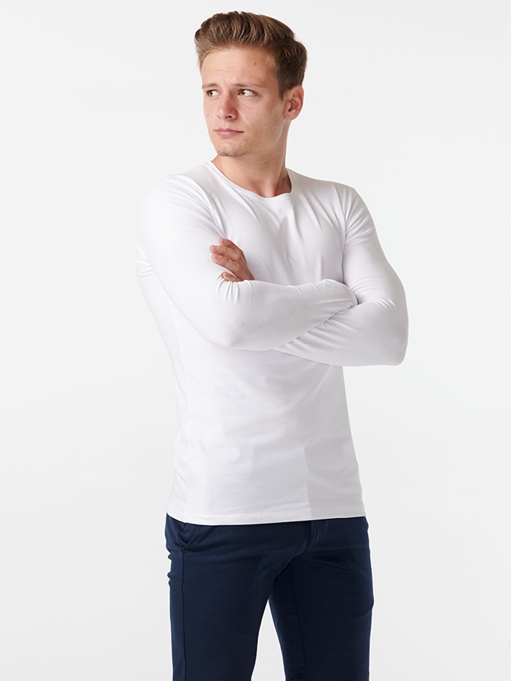Langærmet Muscle T-shirt - Hvid