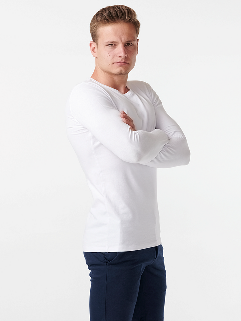 Langærmet Muscle T-shirt - Hvid