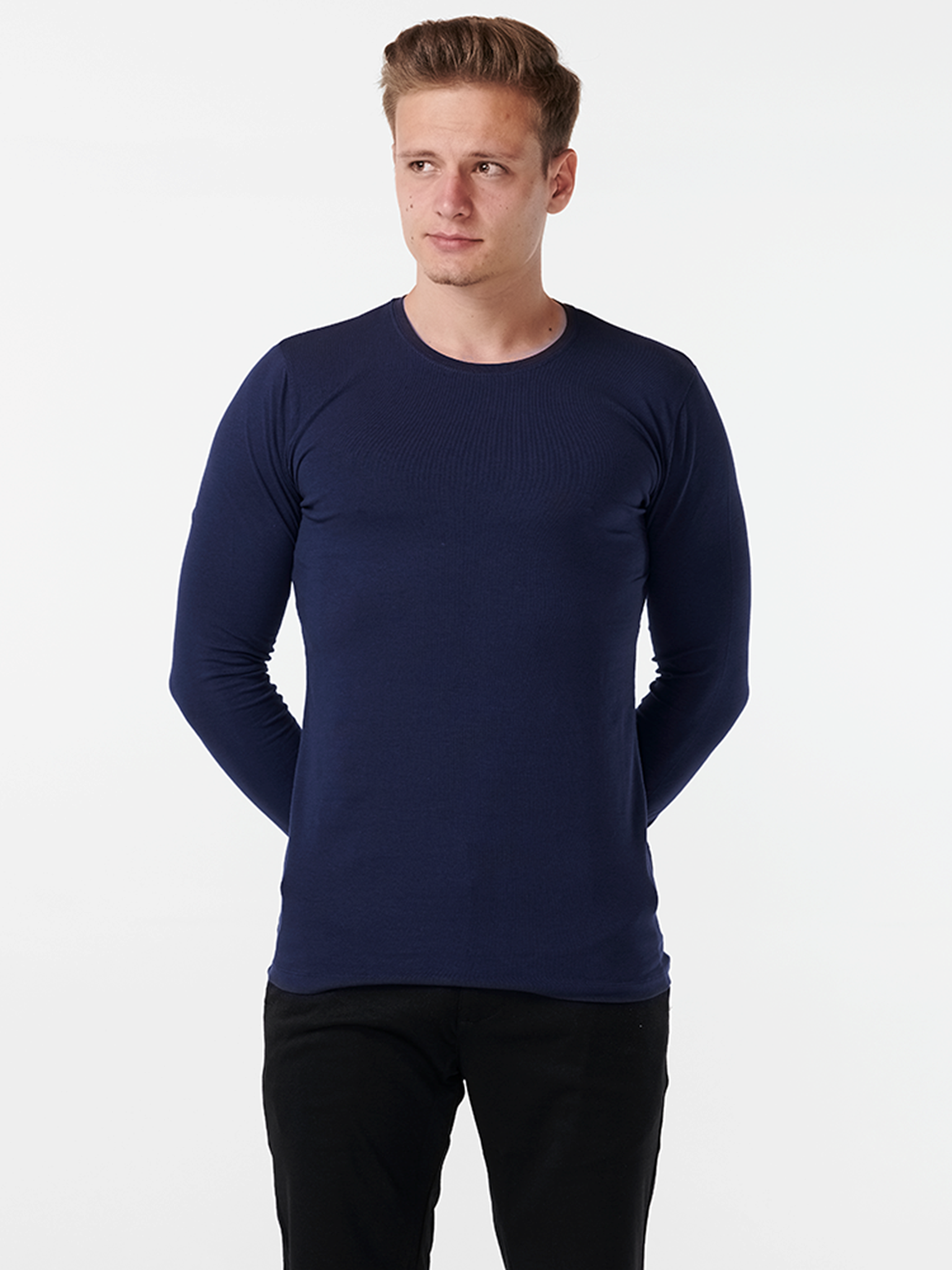 Langærmet Muscle T-shirt - Navy - TeeShoppen - Blå