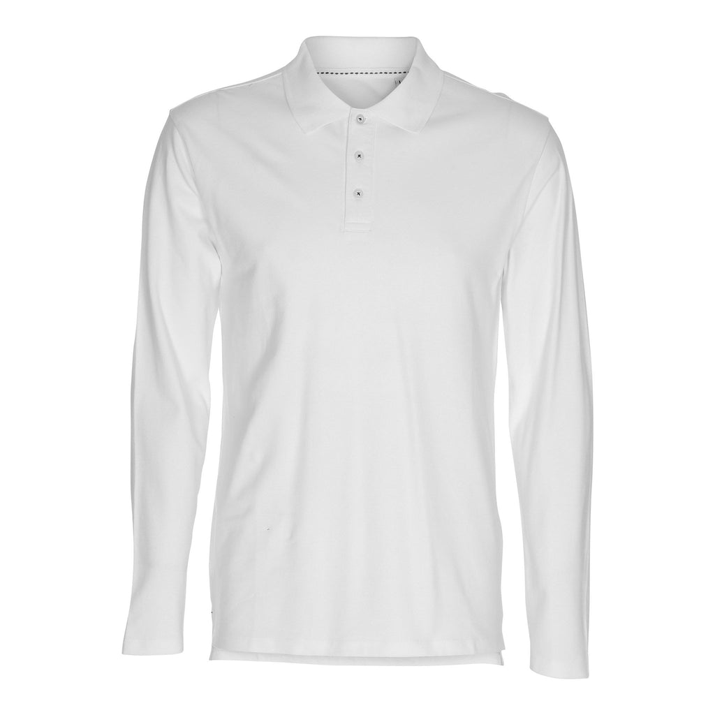 Muscle langærmet Polo Shirt - Hvid