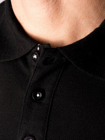 Muscle langærmet Polo Shirt - Sort