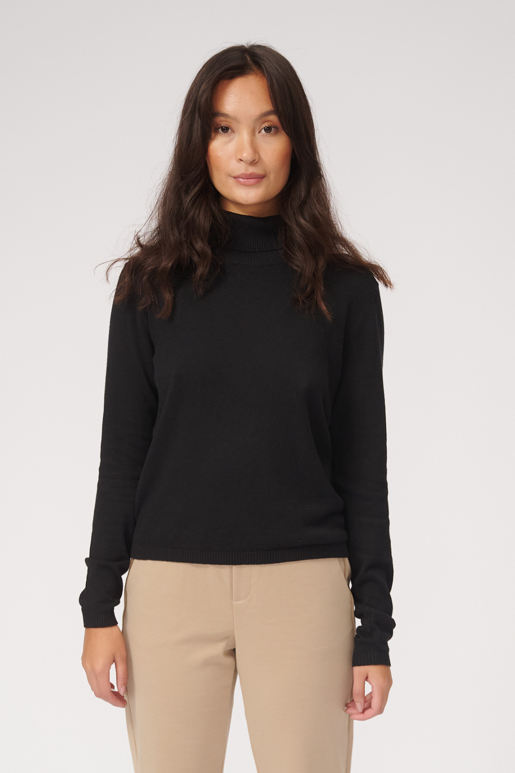 Basic Knit Roll Neck - Sort