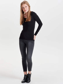 Basic langærmet T-shirt - Sort
