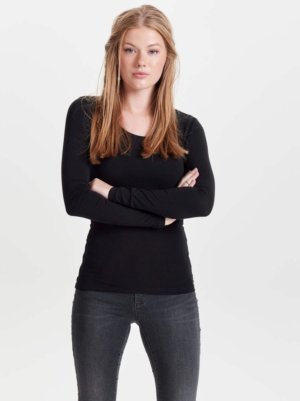 Basic langærmet T-shirt - Sort