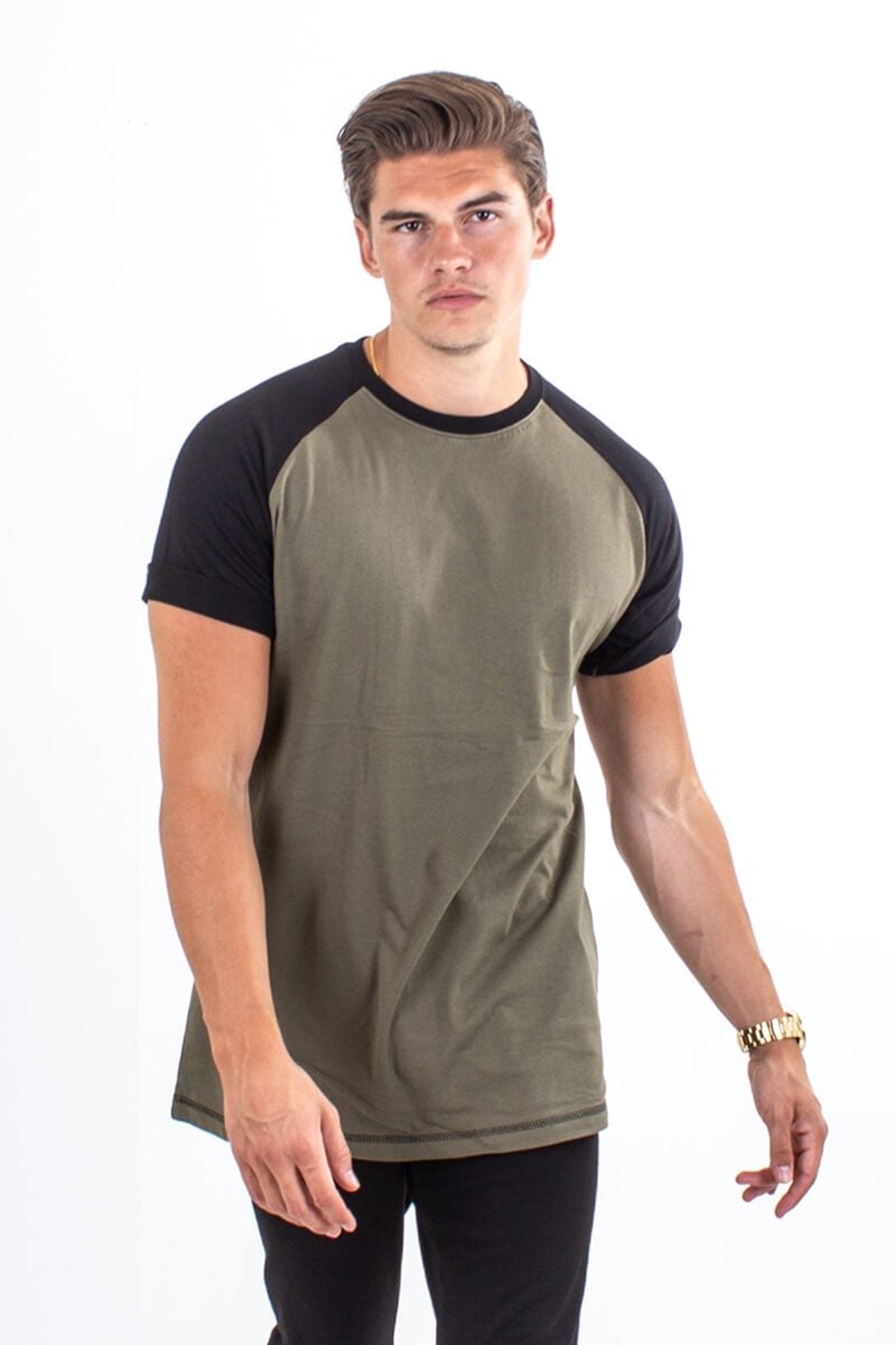 Basic raglan T-shirt - Sort-Army - TeeShoppen - Sort
