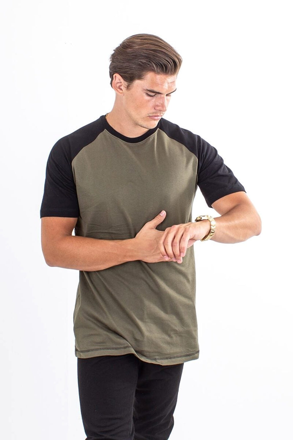 Basic raglan T-shirt - Sort-Army