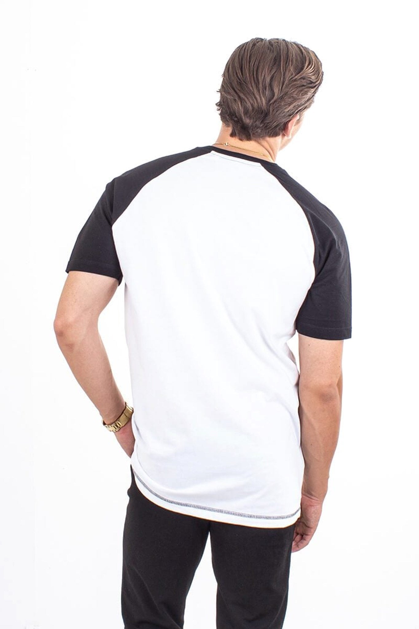 Basic raglan T-shirt - Sort-Hvid - TeeShoppen - Hvid 4