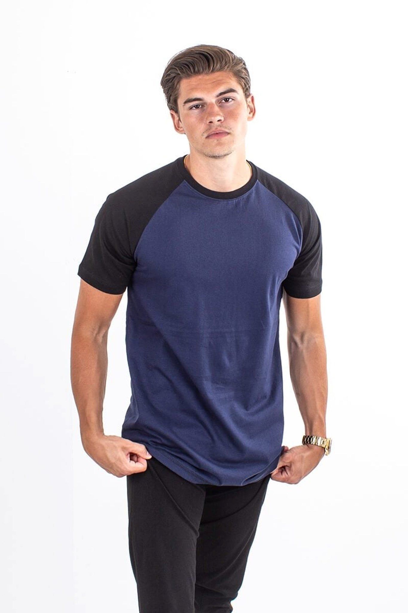 Basic raglan T-shirt - Sort-Navy - TeeShoppen - Blå