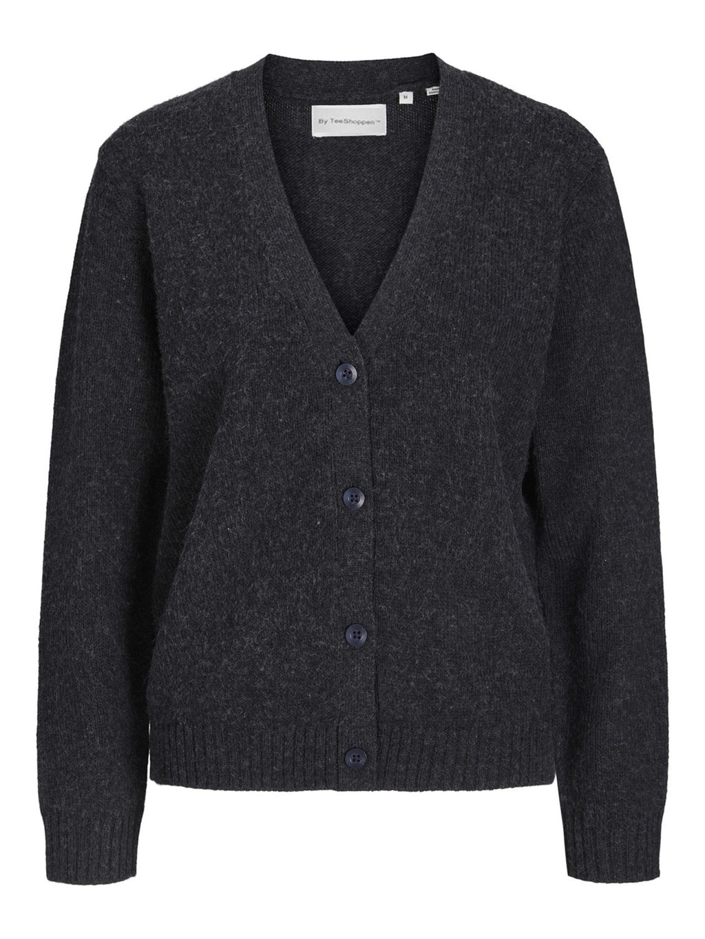 Strikket Cardigan - Mørkegrå Meleret