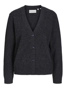 Strikket Cardigan - Mørkegrå Meleret