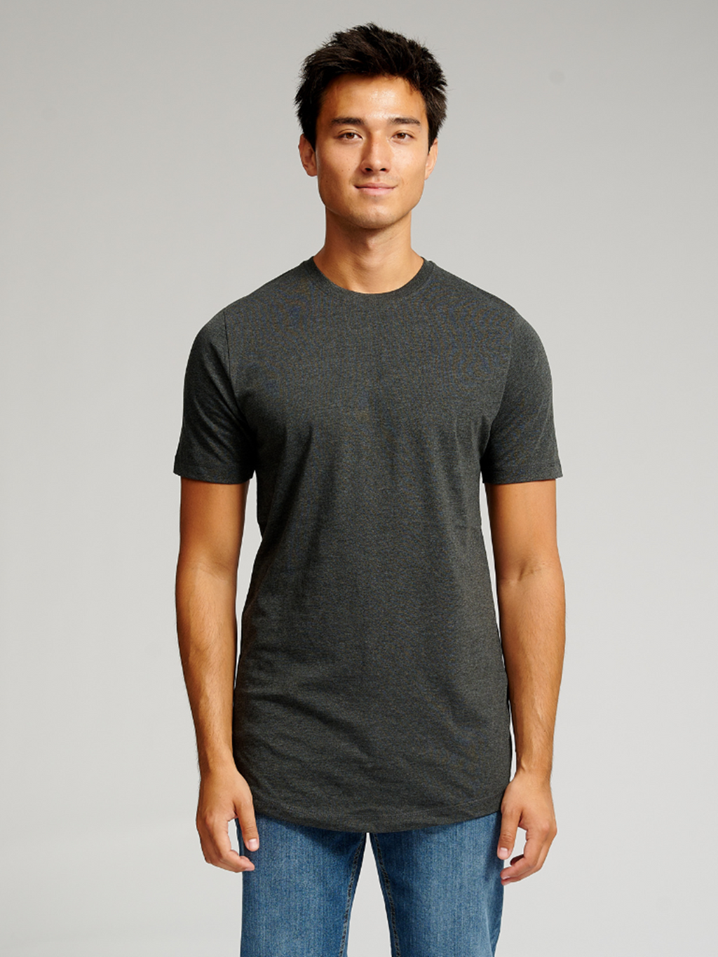 Long T-shirt - Mørkegrå Meleret