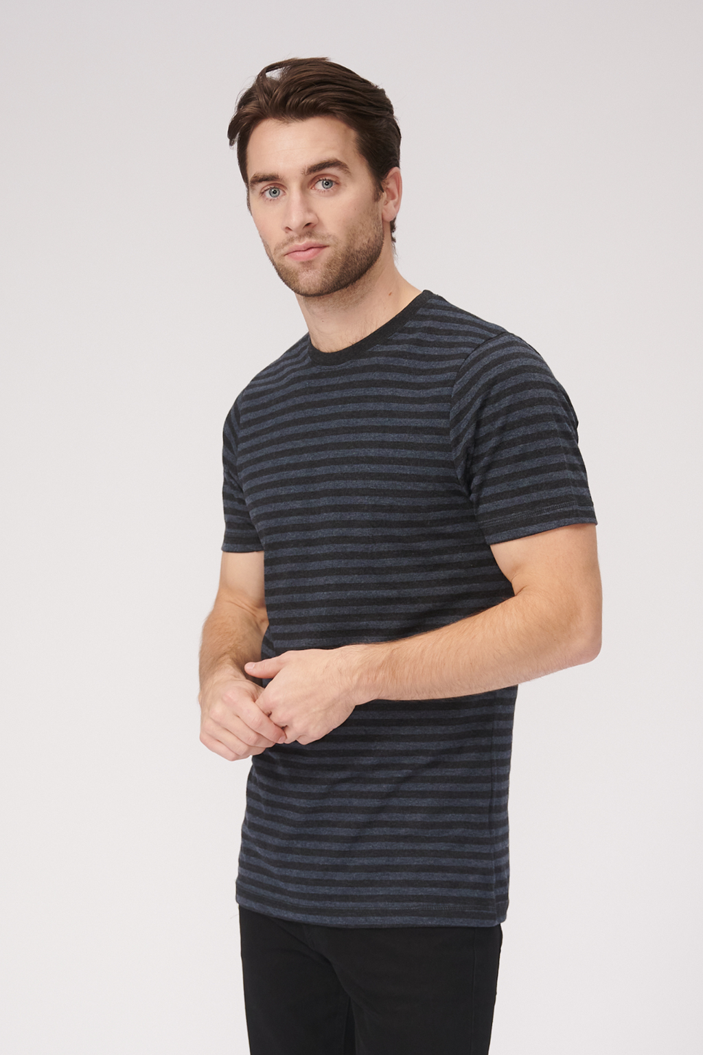 Nørregade Stripe - Meleret blå-Sort