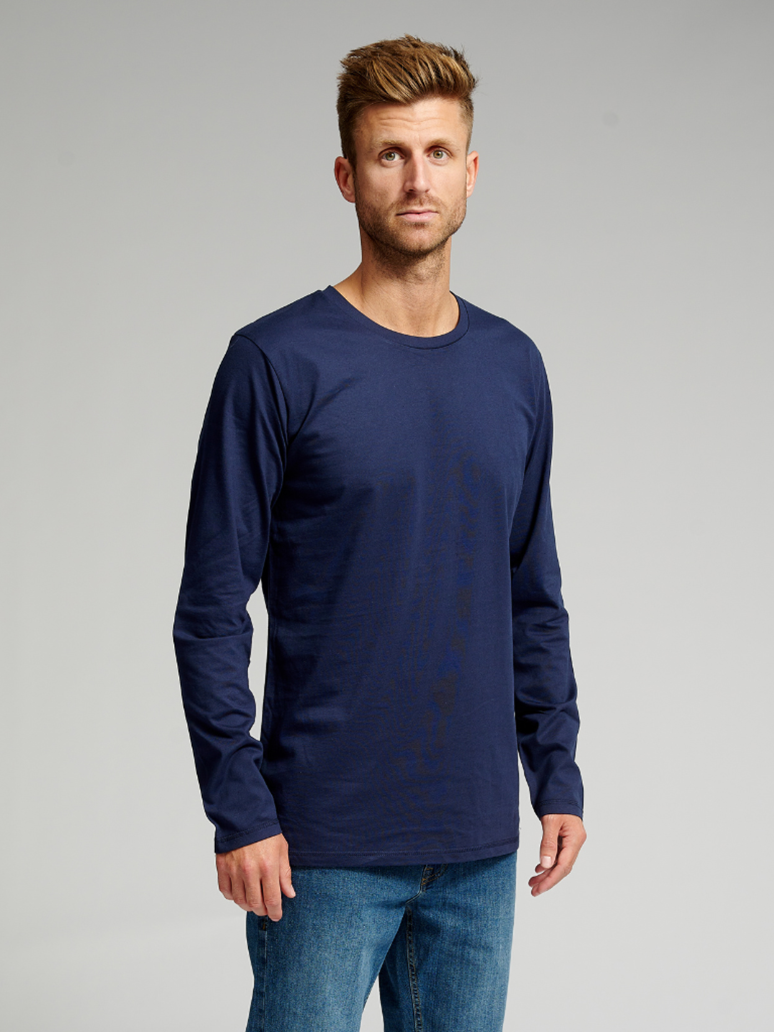 Basic Langærmet T-shirt - Navy - TeeShoppen - Blå 2