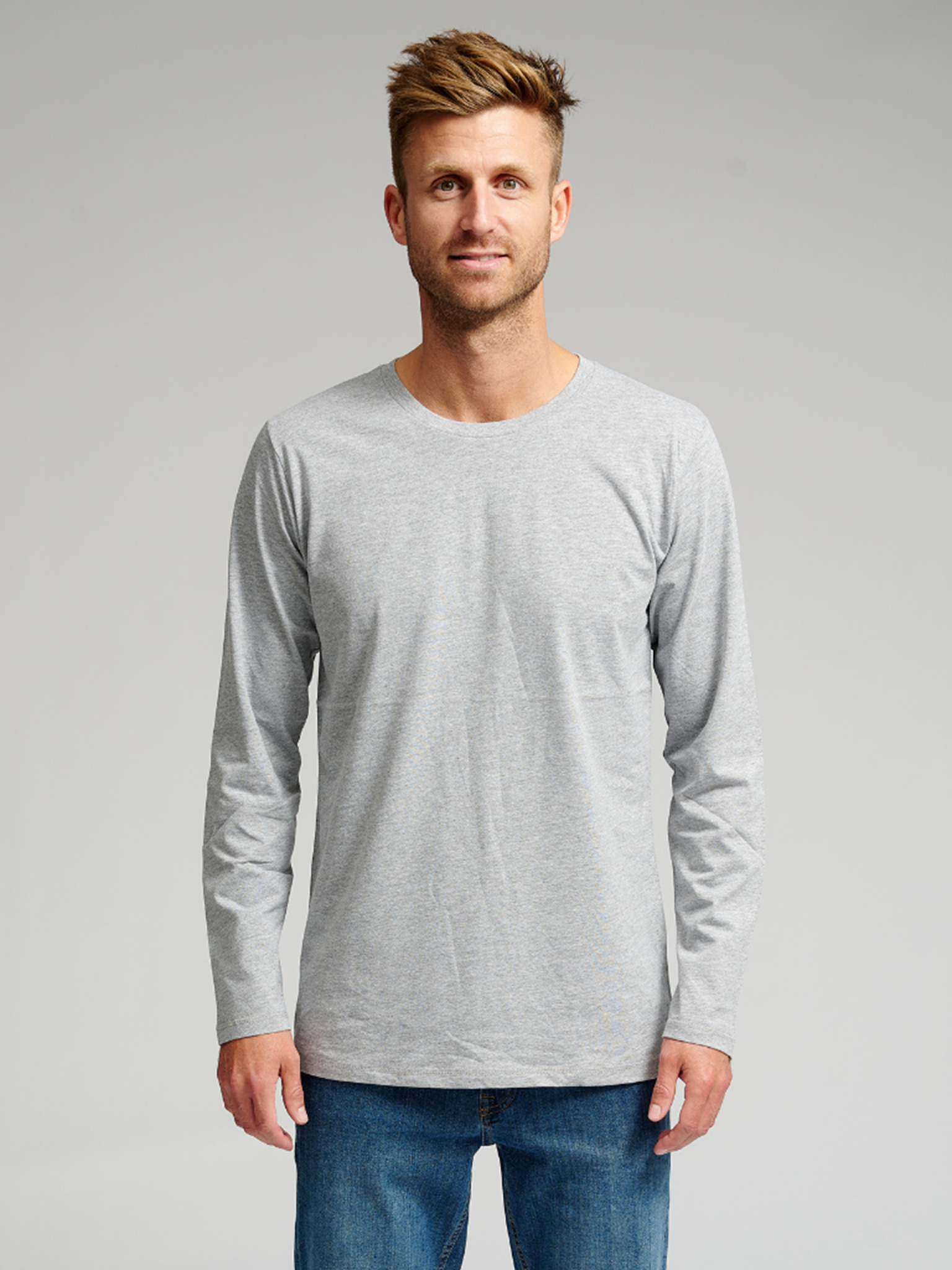 Basic Langærmet T-shirt - Grå - TeeShoppen - Grå