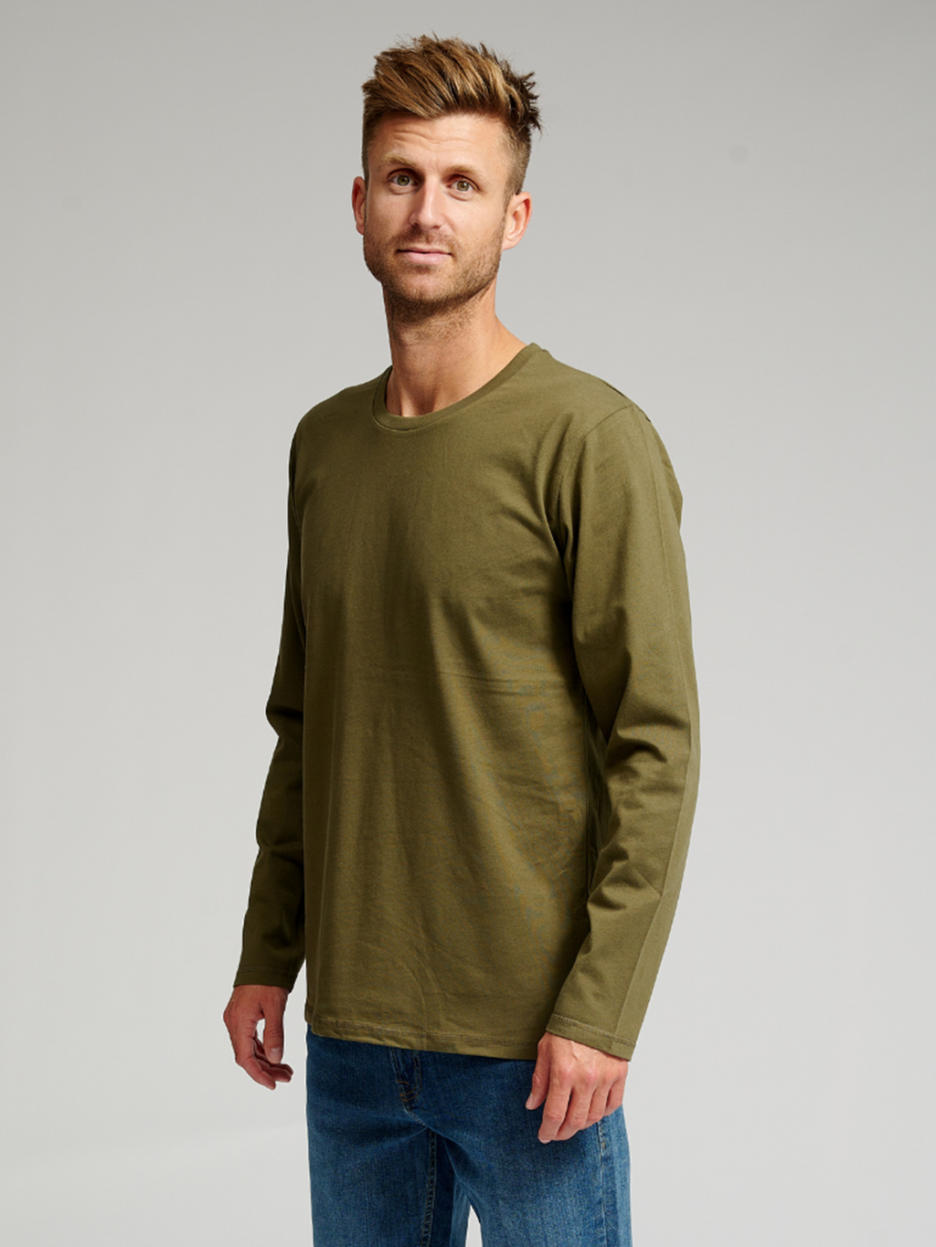 Basic Langærmet T-shirt - Armygrøn