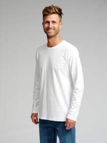 Basic Langærmet T-shirt - Hvid