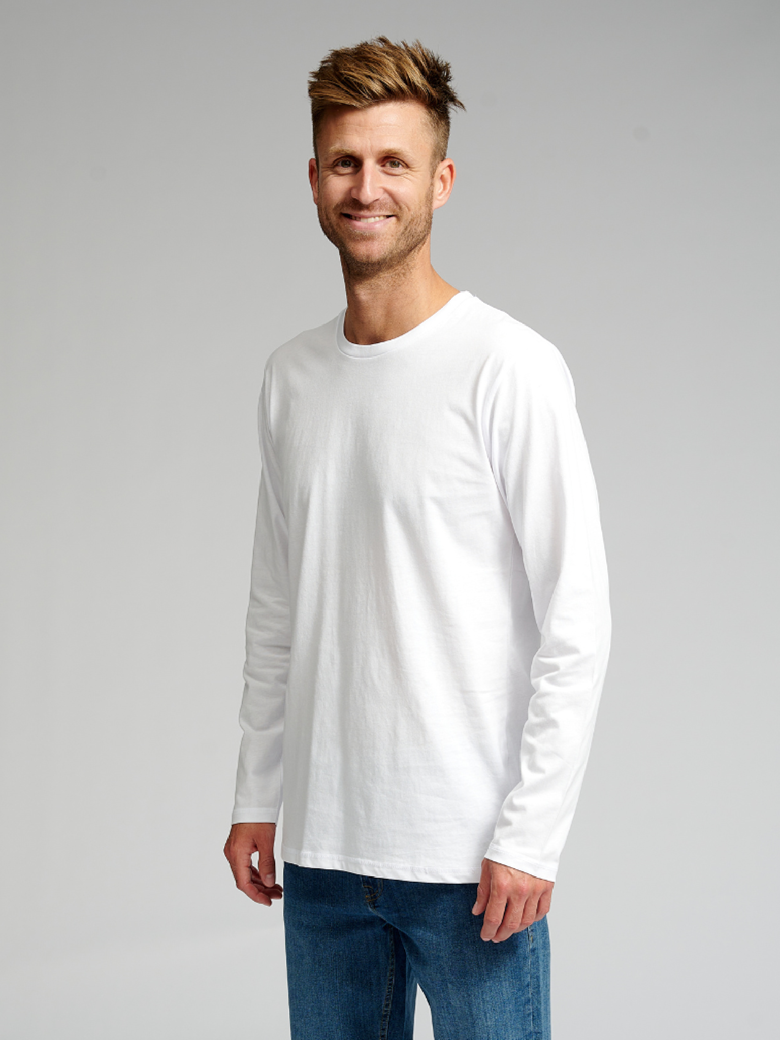 Basic Langærmet T-shirt - Hvid - TeeShoppen - Hvid 3