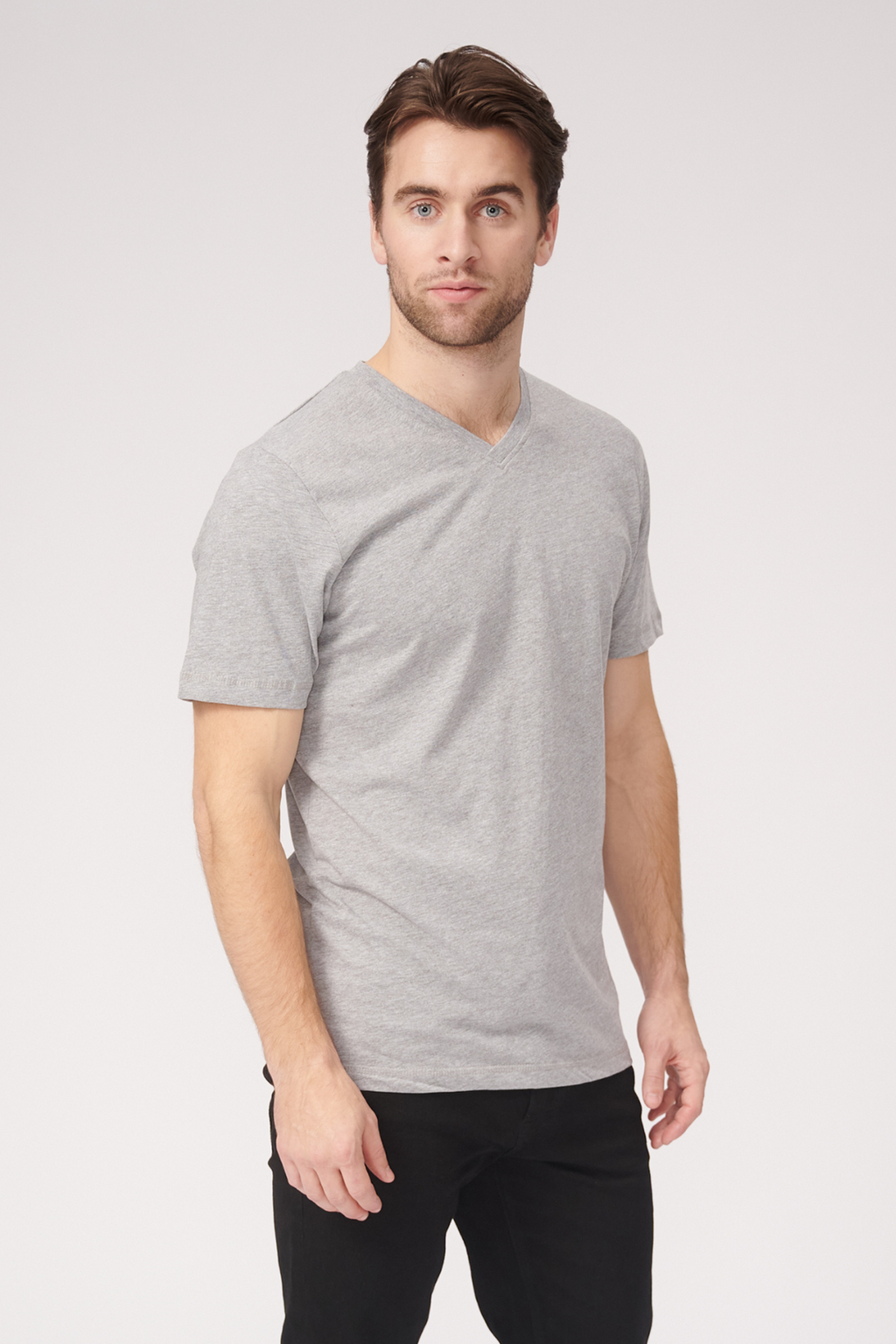 Basic Vneck t-shirt - Oxford Grå