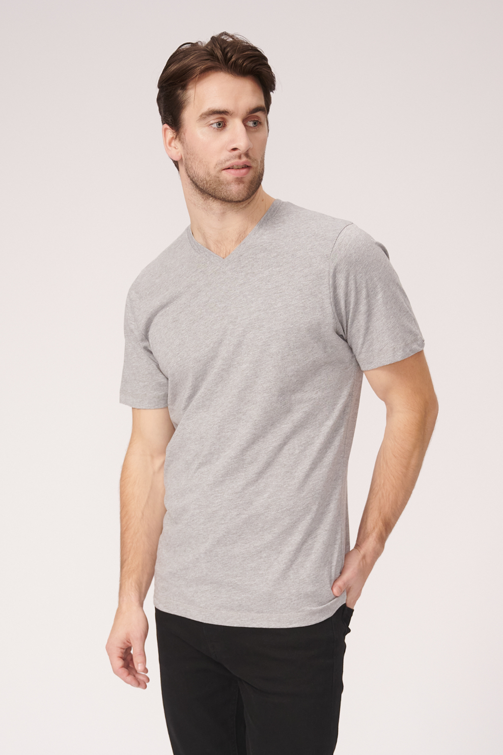 Basic Vneck t-shirt - Oxford Grå