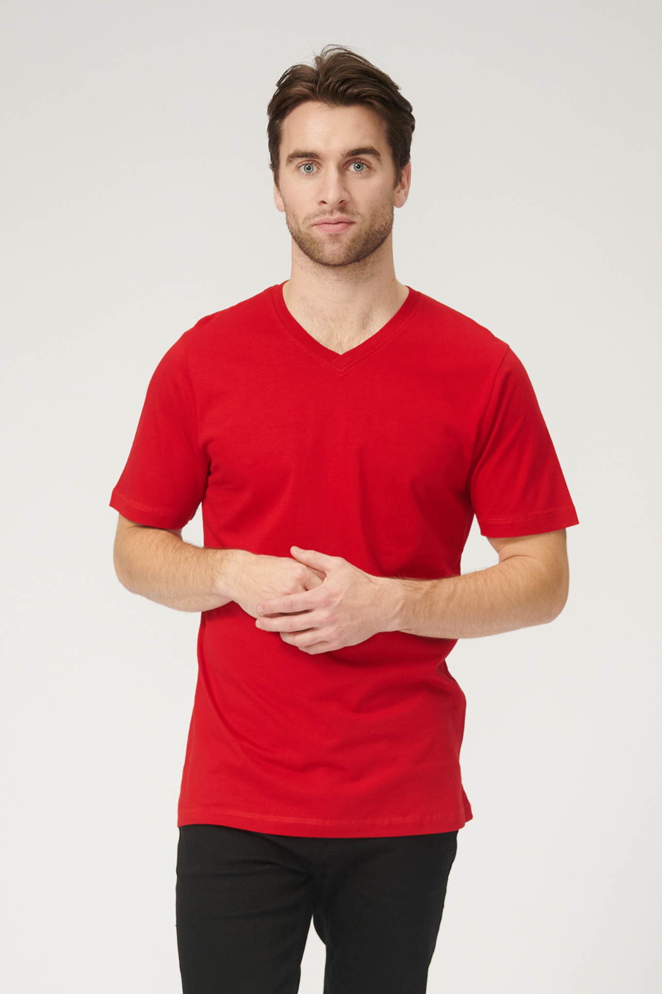 Basic Vneck t-shirt - Rød - TeeShoppen - Rød