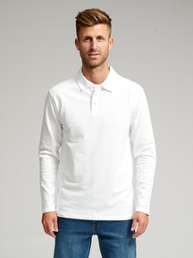 Muscle langærmet Polo Shirt - Hvid