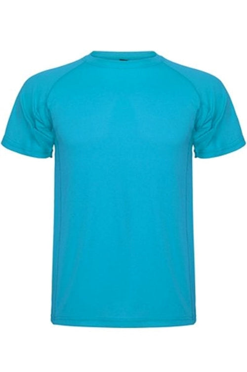 Trænings T-shirt - Turkis blå - TeeShoppen - Hvid